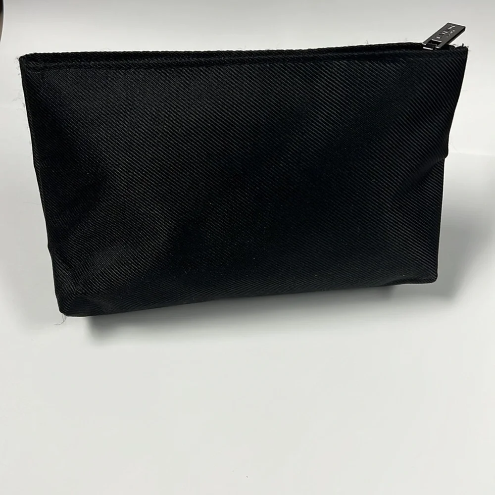 Lanvin Parfums Black Nylon Zip Top Make Up Clutch Pouch